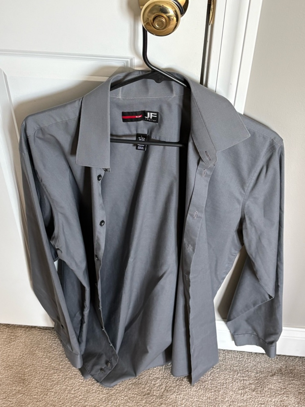 jf j.ferrar Men's Gray Dress Shirt - Spread Collar